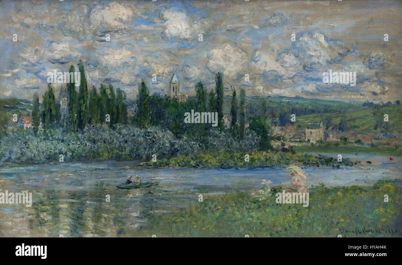 Claude Monet (1840-1926), vista di Vétheuil-sur-Seine, 1880. Ansicht von Vétheuil-sur-Seine. Foto Stock