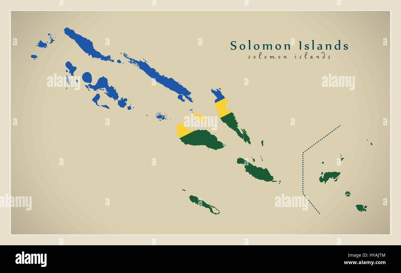 Mappa moderno - Isole Salomone bandiera SB colorati Immagine e Vettoriale -  Alamy