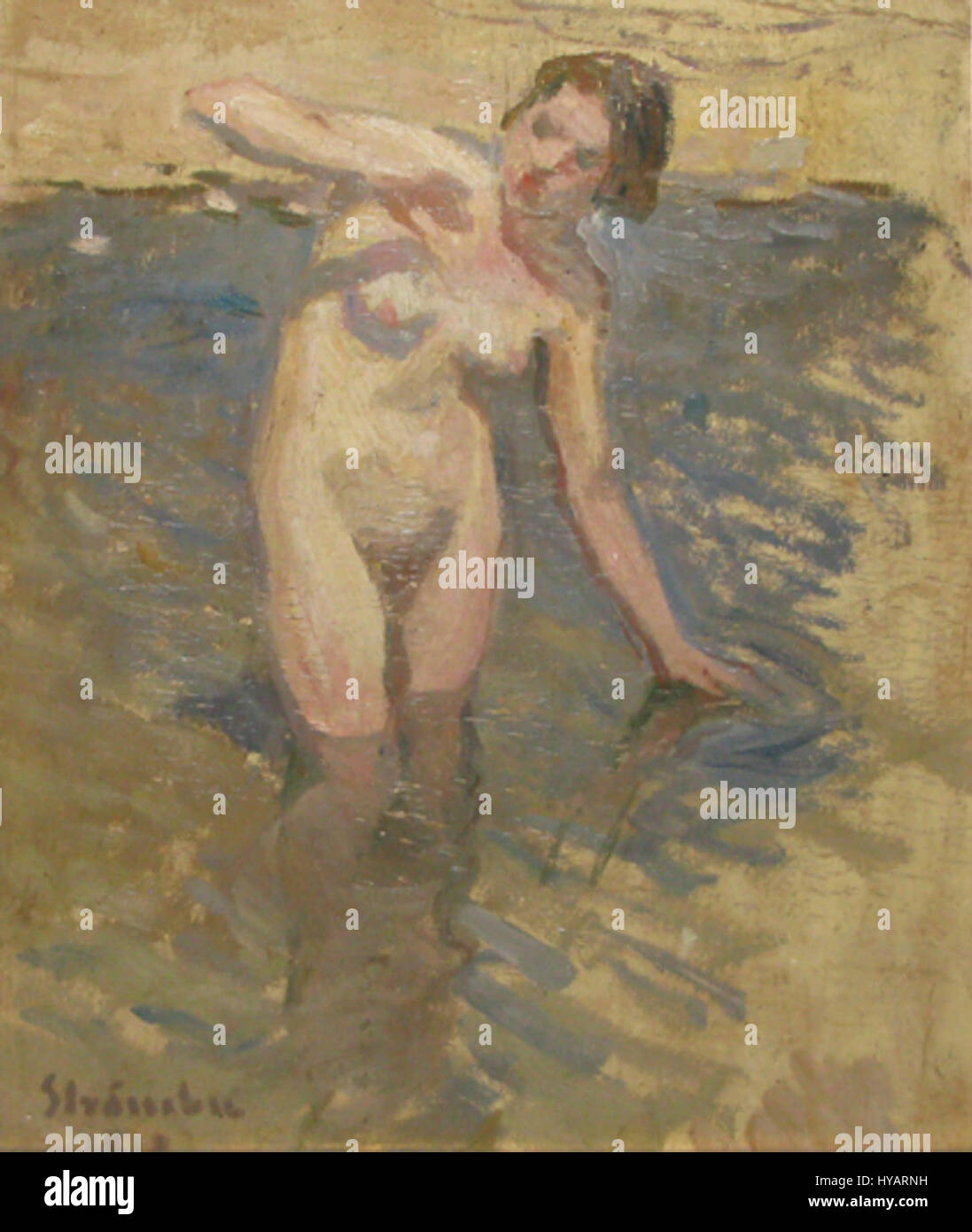 "Ipolit Strambu la scaldat" si riferisce a un'opera d'arte o letteraria rumena che ritrae un personaggio di nome Ipolit Strambu. Il titolo suggerisce di concentrarsi su un momento di azione o emozione, che riflette la cultura rumena e le tradizioni narrative. Foto Stock