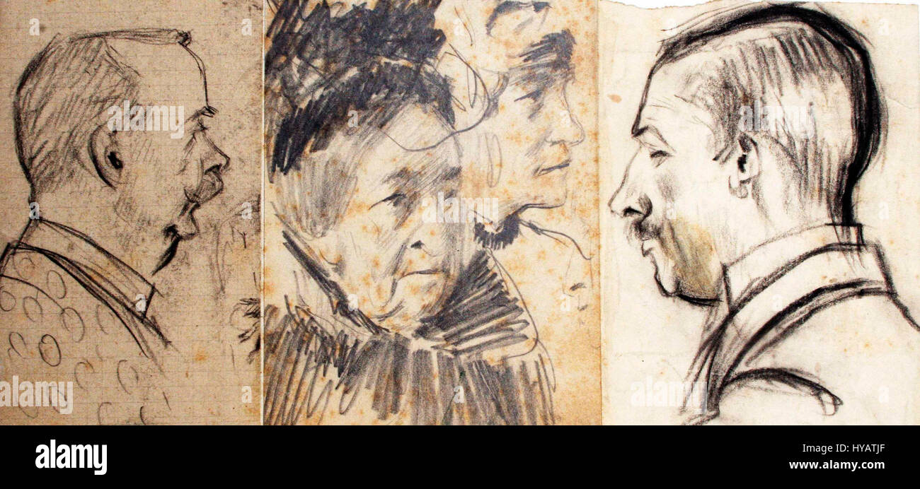 "Gesichter" è un termine tedesco che significa "volti", che potrebbe riferirsi a un'opera d'arte o a una collezione fotografica incentrata sui volti umani. Il soggetto dei volti può trasmettere emozioni, identità e diversità delle esperienze umane. Foto Stock