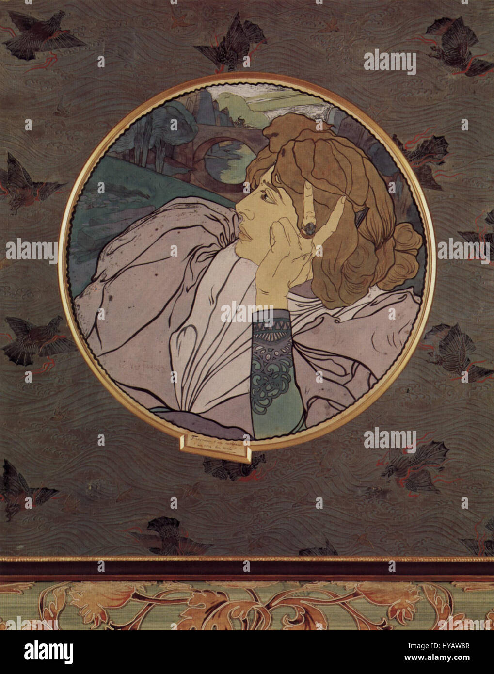 Georges de Feure era un artista francese noto per il suo stile Art Nouveau, che è evidente nelle sue opere decorative e nei suoi disegni. I suoi pezzi spesso combinavano forme ornamentali con un significato simbolico, rendendoli una parte notevole della scena artistica europea dei primi anni del XX secolo. Foto Stock