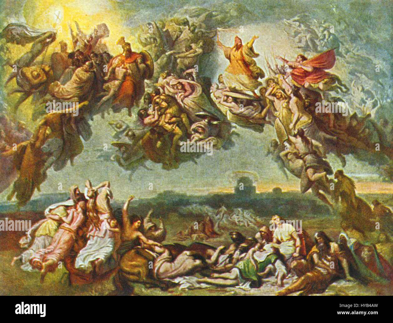 Wilhelm von Kaulbach era un artista tedesco noto per i suoi dipinti storici e allegorici. La sua opera, spesso mescolando realismo con figure idealizzate, ha un posto significativo nel movimento artistico tedesco del XIX secolo. La sua arte riflette un'attenzione dettagliata agli eventi storici, ai miti e alle figure. Foto Stock