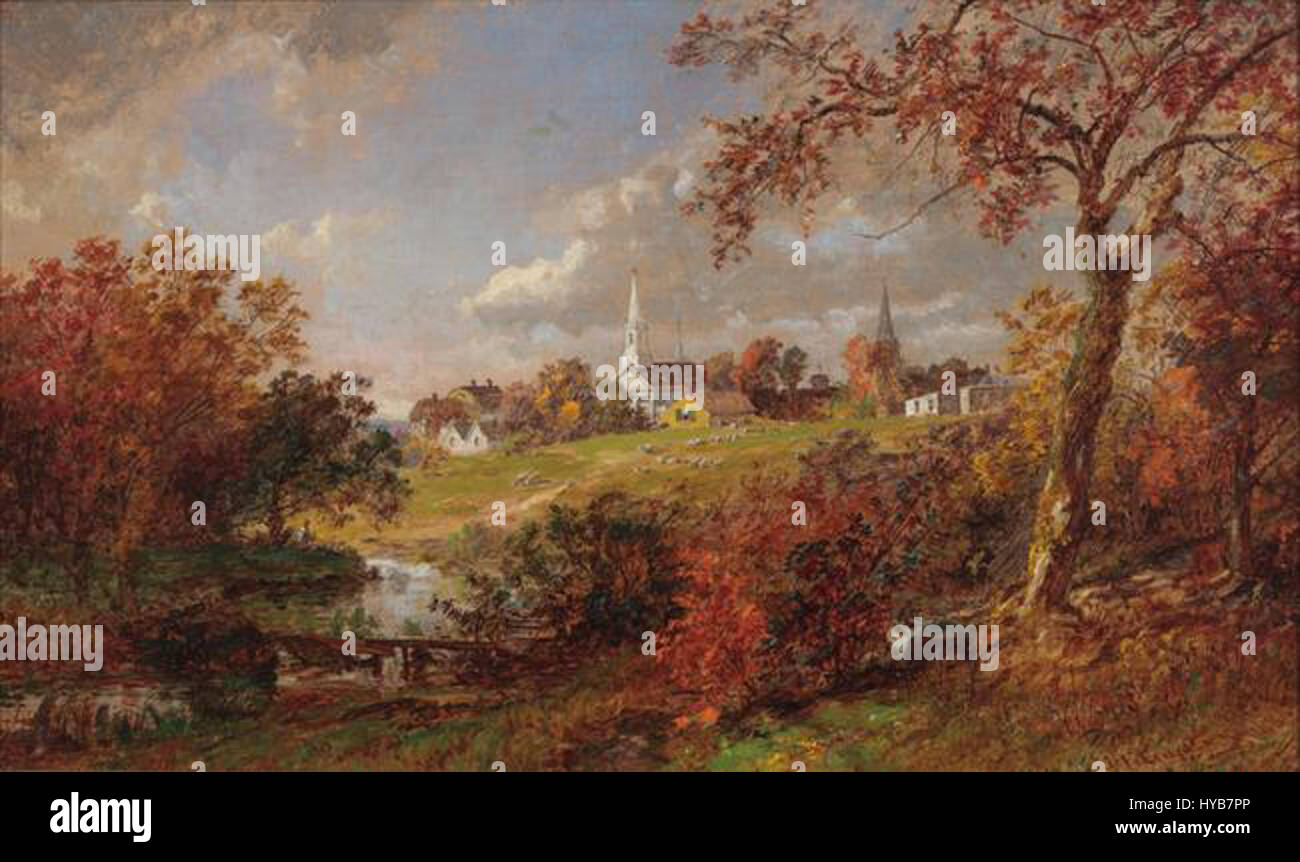 'Back del villaggio, Saugerties, New York' da Jasper Francis Cropsey Foto Stock