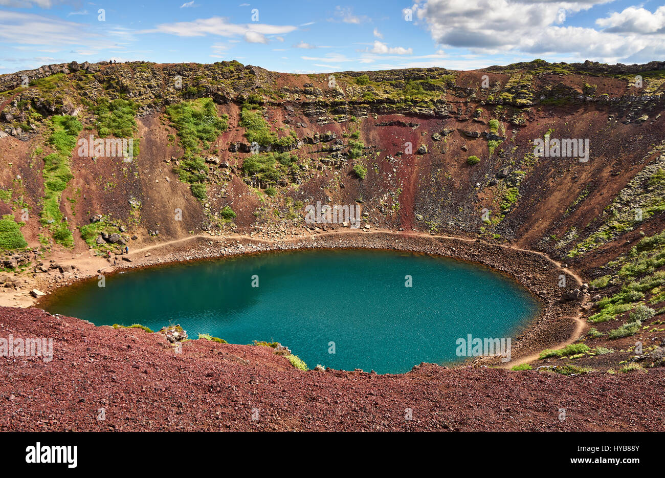 Kerid (Kerith) cratere vulcanico lago situato in Grímsnes zona di South Western Islanda Foto Stock