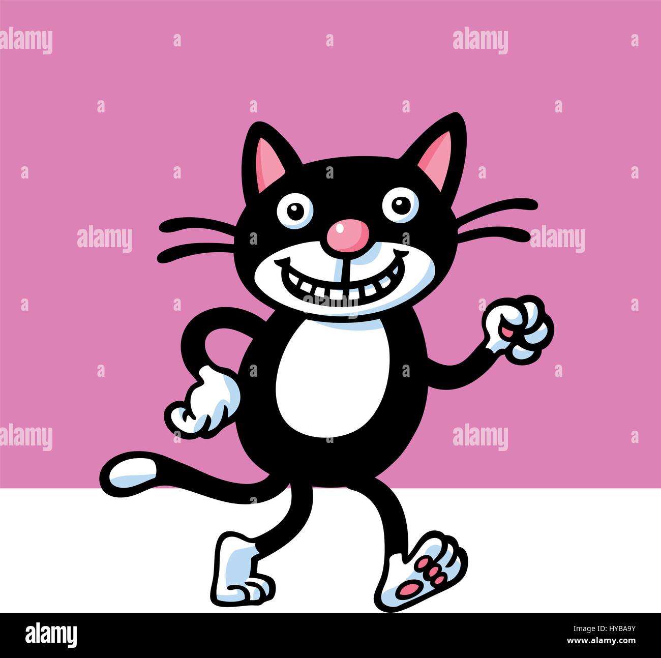 Divertente gatto nero. illustrazione vettoriale. Illustrazione Vettoriale
