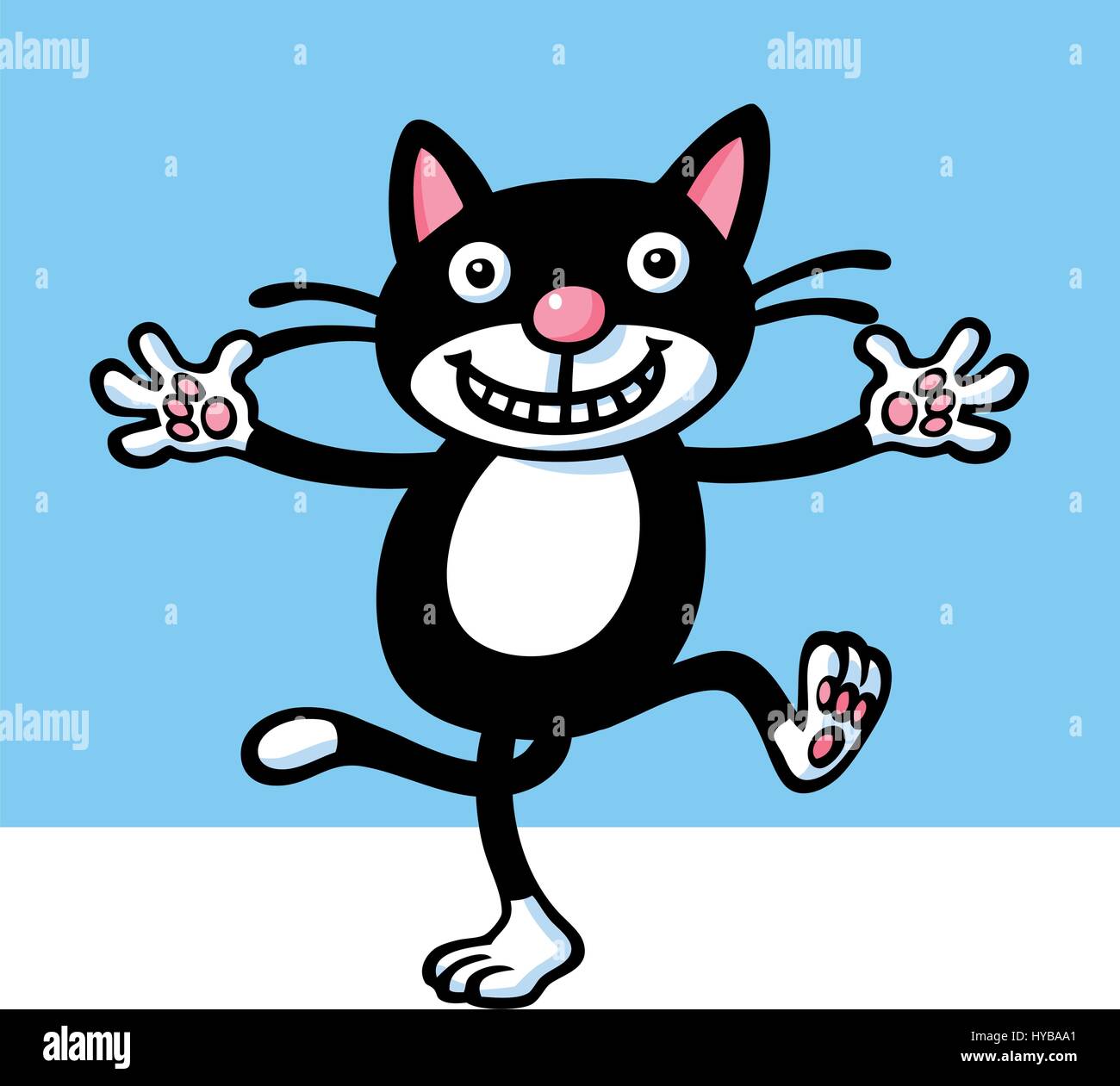 Divertente gatto nero. illustrazione vettoriale. Illustrazione Vettoriale