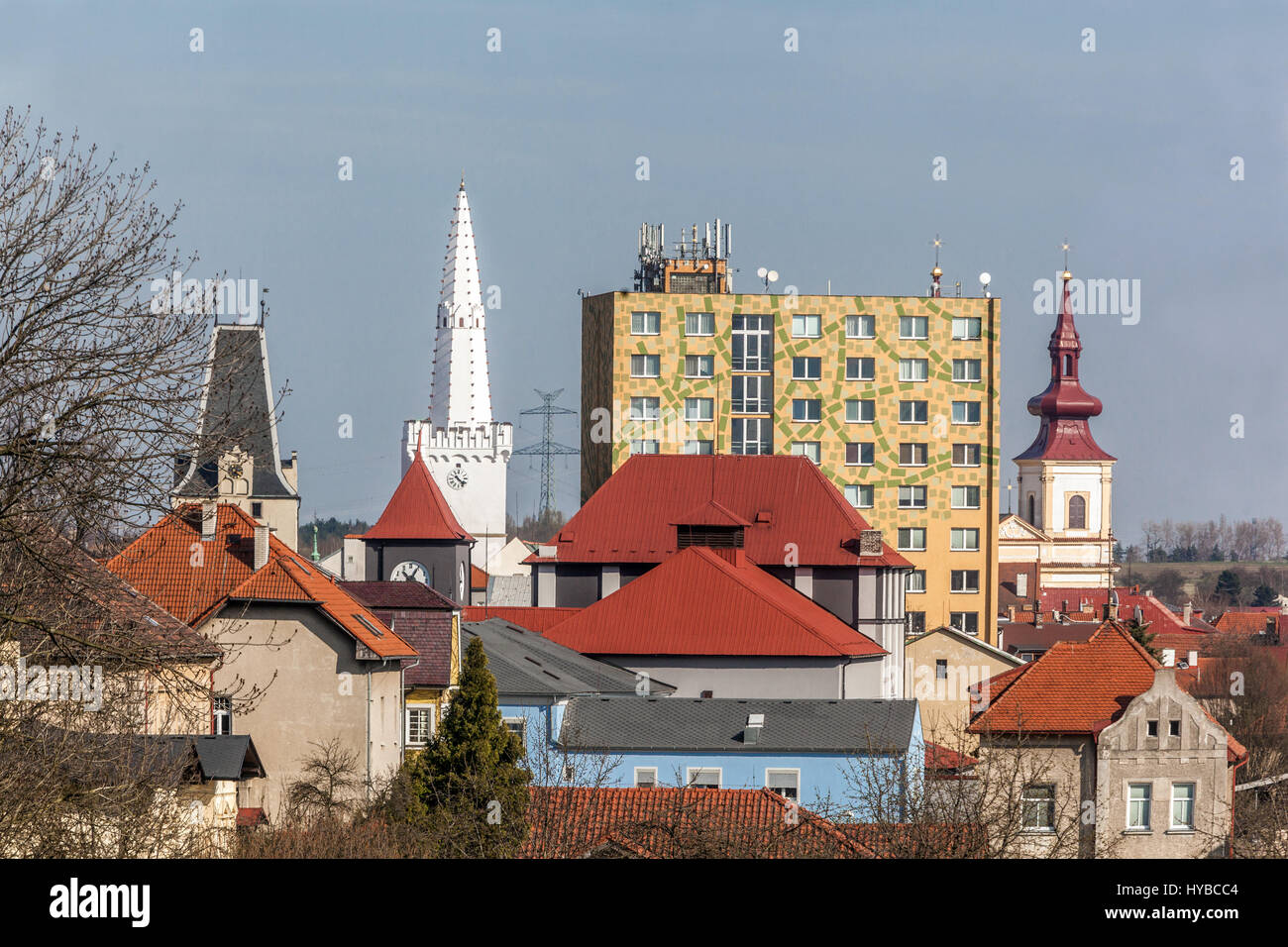 Stile artistico, architettura gotica, barocca e socialista, Kadan Repubblica Ceca, Europa Foto Stock