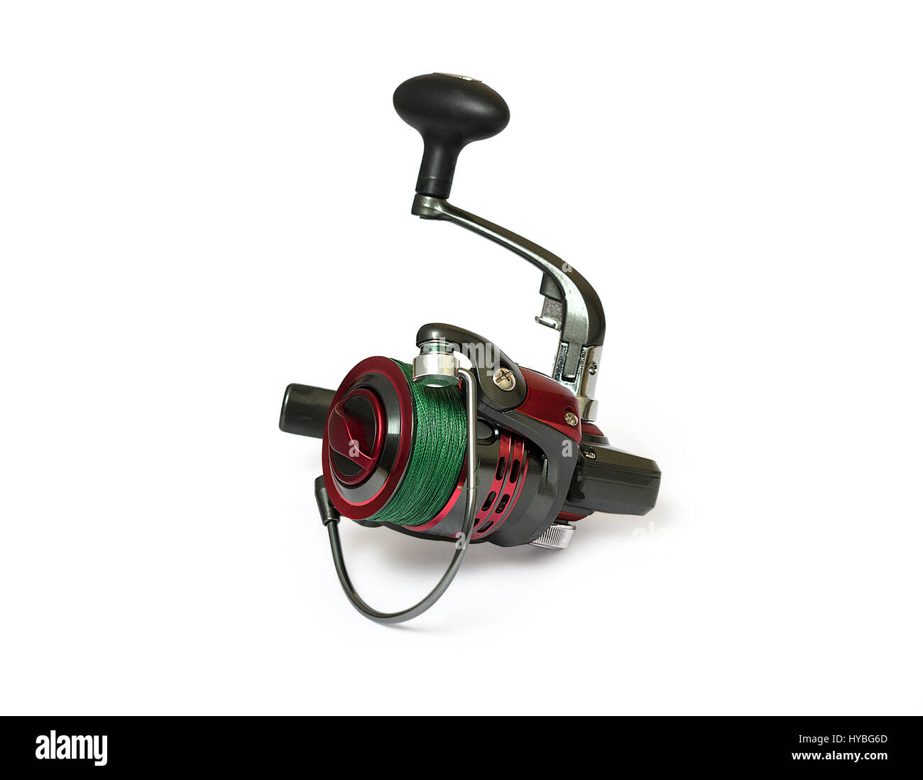 La pesca mulinello isolati su sfondo bianco Foto Stock