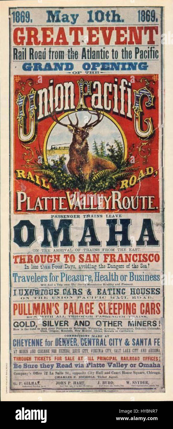 Il poster Transcontinental è un materiale promozionale iconico che mostra l'espansione del sistema ferroviario americano alla fine del XIX secolo. Mette in evidenza il monumentale successo di collegare gli Stati Uniti orientali e occidentali tramite ferrovia. Foto Stock