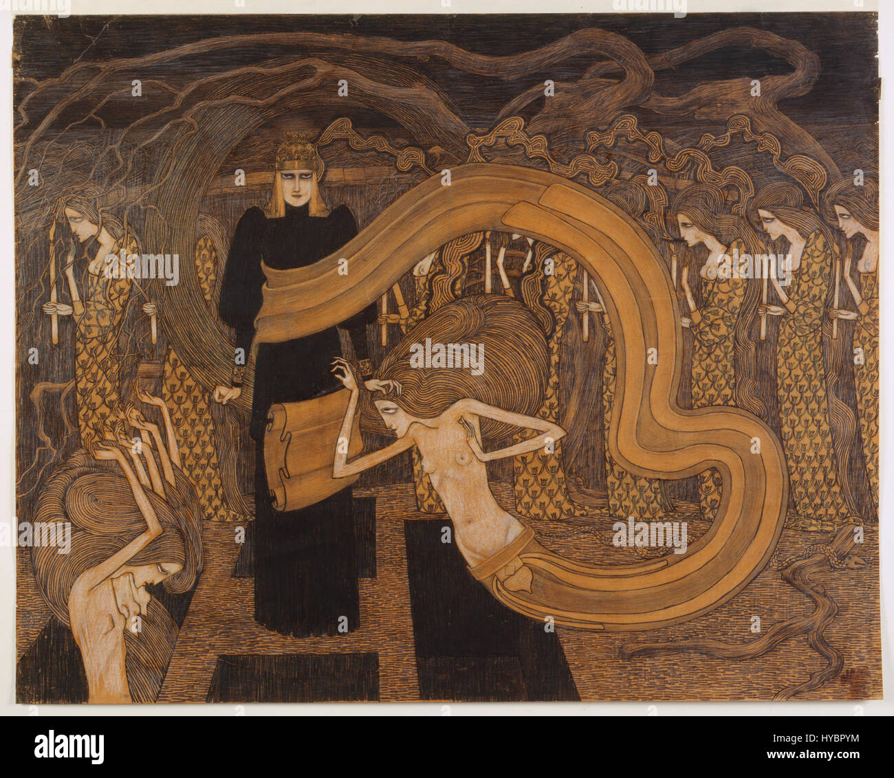 Jan Toorop era un pittore olandese noto per il suo lavoro nel simbolismo e nell'Art Nouveau. I suoi pezzi spesso presentavano motivi intricati, colori ricchi e temi mistici, mescolando stili figurativi e decorativi. Foto Stock