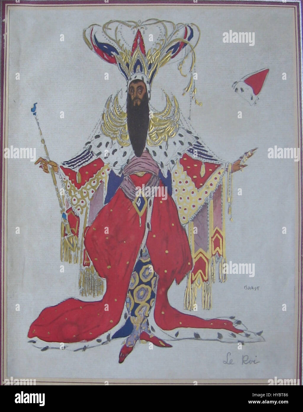 "LeRoi" di Léon Bakst è un vivace costume teatrale degli inizi del XX secolo, che mostra il famoso lavoro di Bakst nel set e nel costume design per balletti russi. Foto Stock