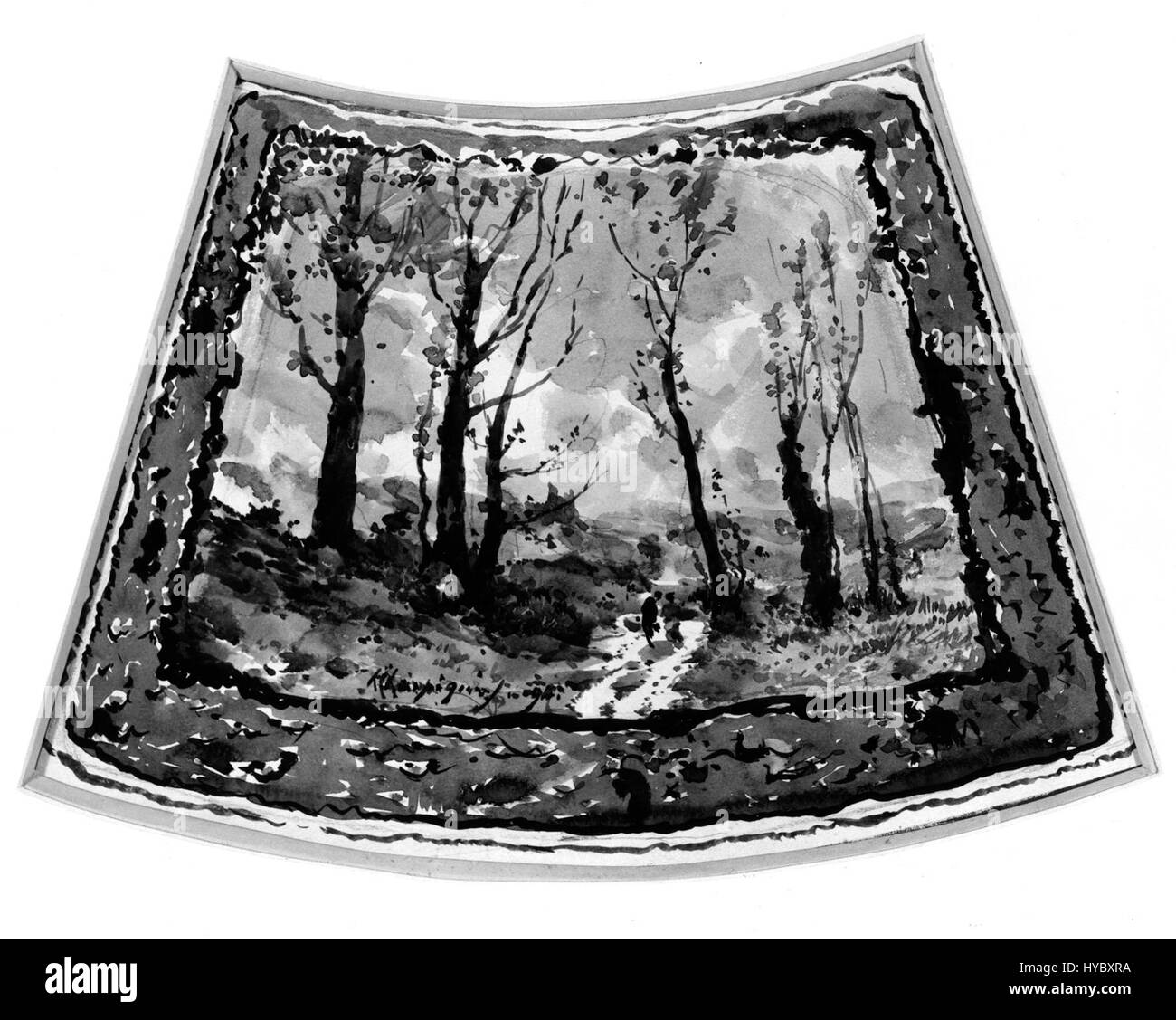 Henri Jospeh Harpignies due figure passeggiate in un paesaggio boscoso Walters 372616 Foto Stock