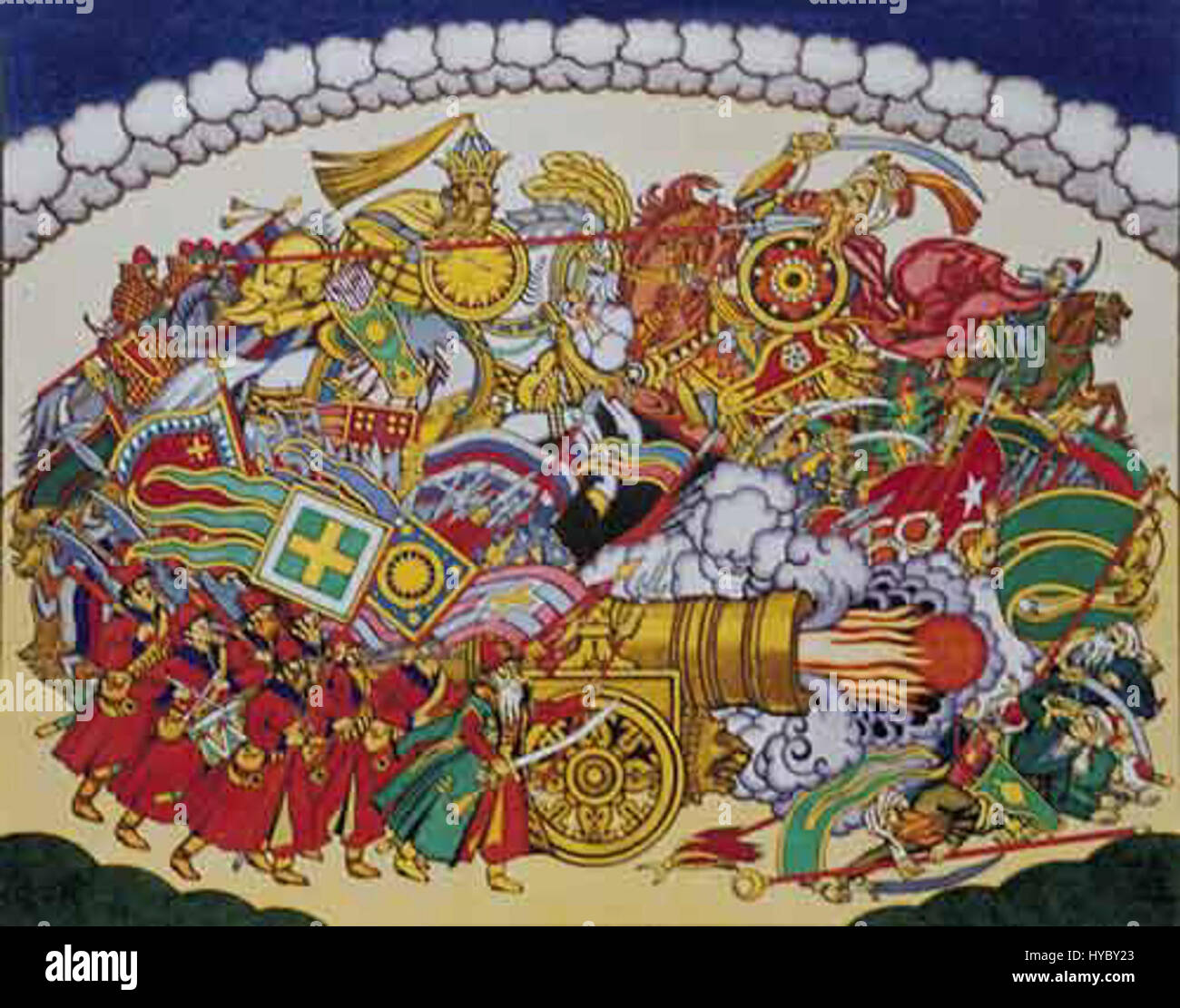 Ivan Bilibin era un artista russo noto per le sue illustrazioni distintive del folklore russo e delle favole. Le sue opere fondono l'Art Nouveau con le tradizionali tradizioni artistiche russe. Foto Stock