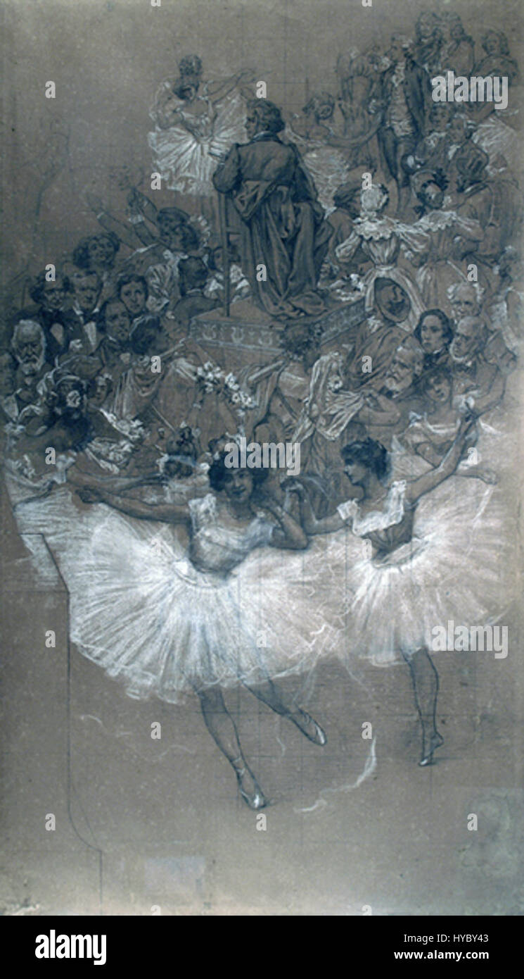 "Bailarinas e Beethoven" di Eliseu Visconti illustra la connessione tra danza e musica, riflettendo l'armonia tra movimento e suono. Il pezzo celebra l'influenza della musica di Beethoven sulle arti Foto Stock