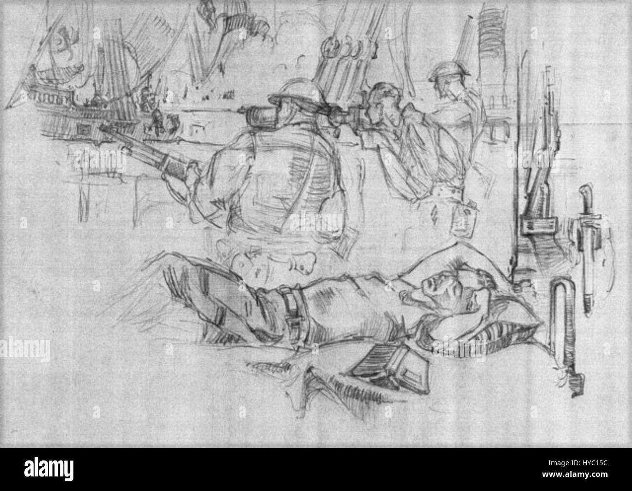 Un Marine (eventualmente Manookian) sogni di partecipare in passato battaglie marine Foto Stock