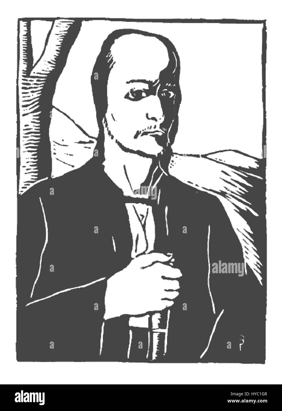 "Horia" di Alexandru Bassarab è un dipinto che cattura la drammatica figura di Horia, un leader nella storia rumena che ha guidato una rivolta contadina contro l'aristocrazia nel XVIII secolo. L'opera mette in evidenza temi di resistenza e orgoglio nazionale nel folklore rumeno. Foto Stock