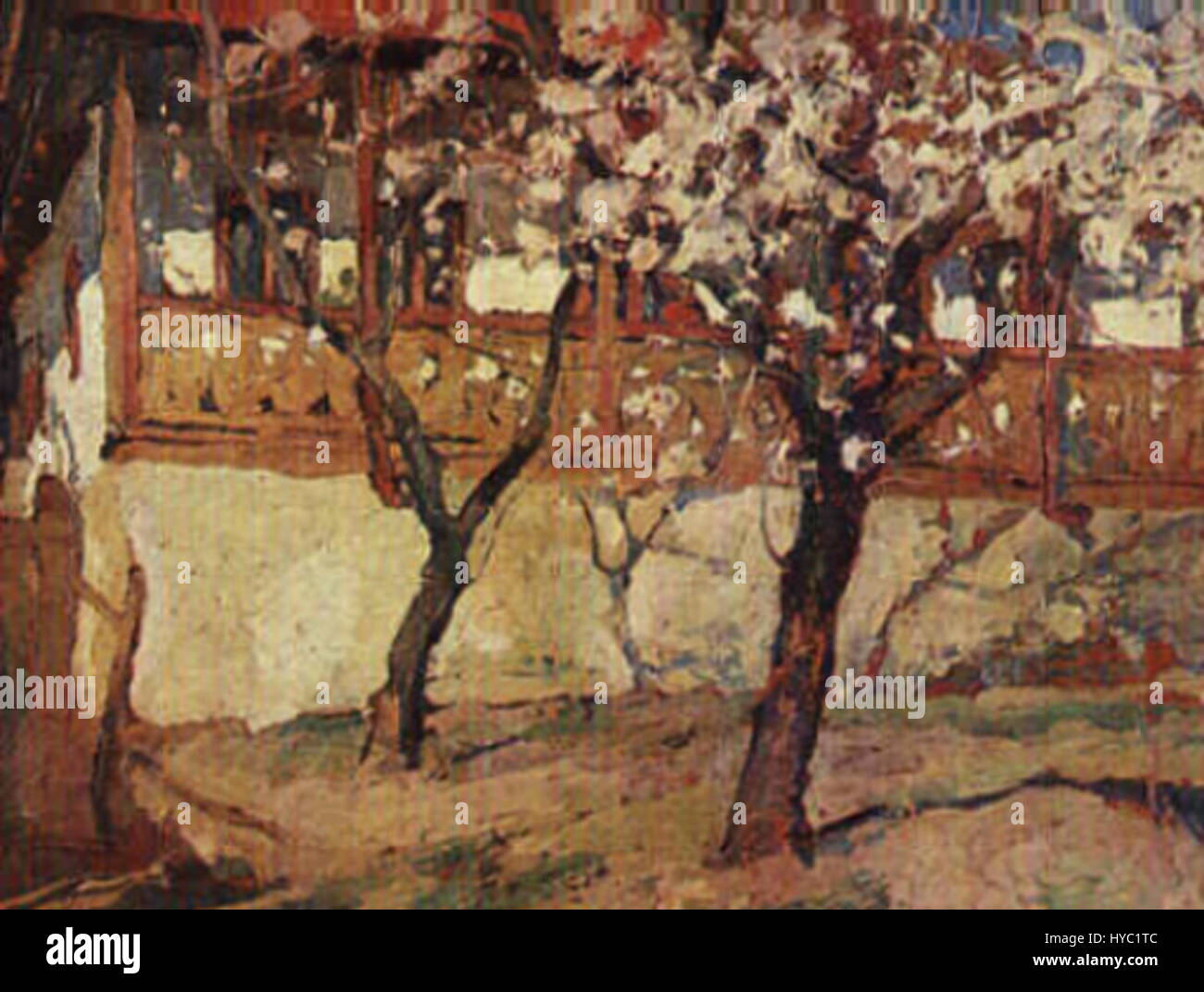 "Casa cu meri înfloriți" è un dipinto o una rappresentazione artistica rumena, che si traduce in "Casa con alberi di mele in fiore". Questo pezzo riflette la vita rurale rumena, sottolineando la bellezza della natura e l'architettura tradizionale nel contesto dei paesaggi rurali. Foto Stock "Casa cu meri înfloriți" è un dipinto o una rappresentazione artistica rumena, che si traduce in "Casa con alberi di mele in fiore". Questo pezzo riflette la vita rurale rumena, sottolineando la bellezza della natura e l'architettura tradizionale nel contesto dei paesaggi rurali. Foto Stock
