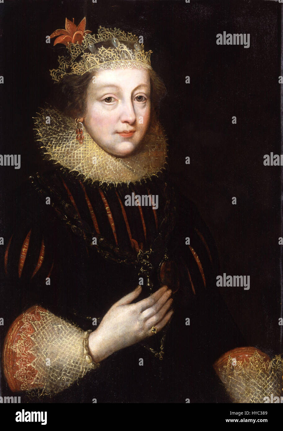 Un ritratto di Elizabeth Vernon, contessa di Southampton, dipinto da un artista sconosciuto, attualmente conservato nella National Portrait Gallery. Elizabeth Vernon era la moglie di Henry Wriothesley, III conte di Southampton, e una figura di spicco nella corte elisabettiana. Foto Stock