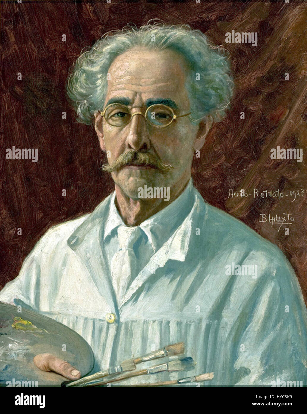 Autoritratto dell'artista brasiliano Benedito Calixto de Jesus, che cattura la sua somiglianza e il suo stile artistico tra la fine del XIX e l'inizio del XX secolo. Foto Stock