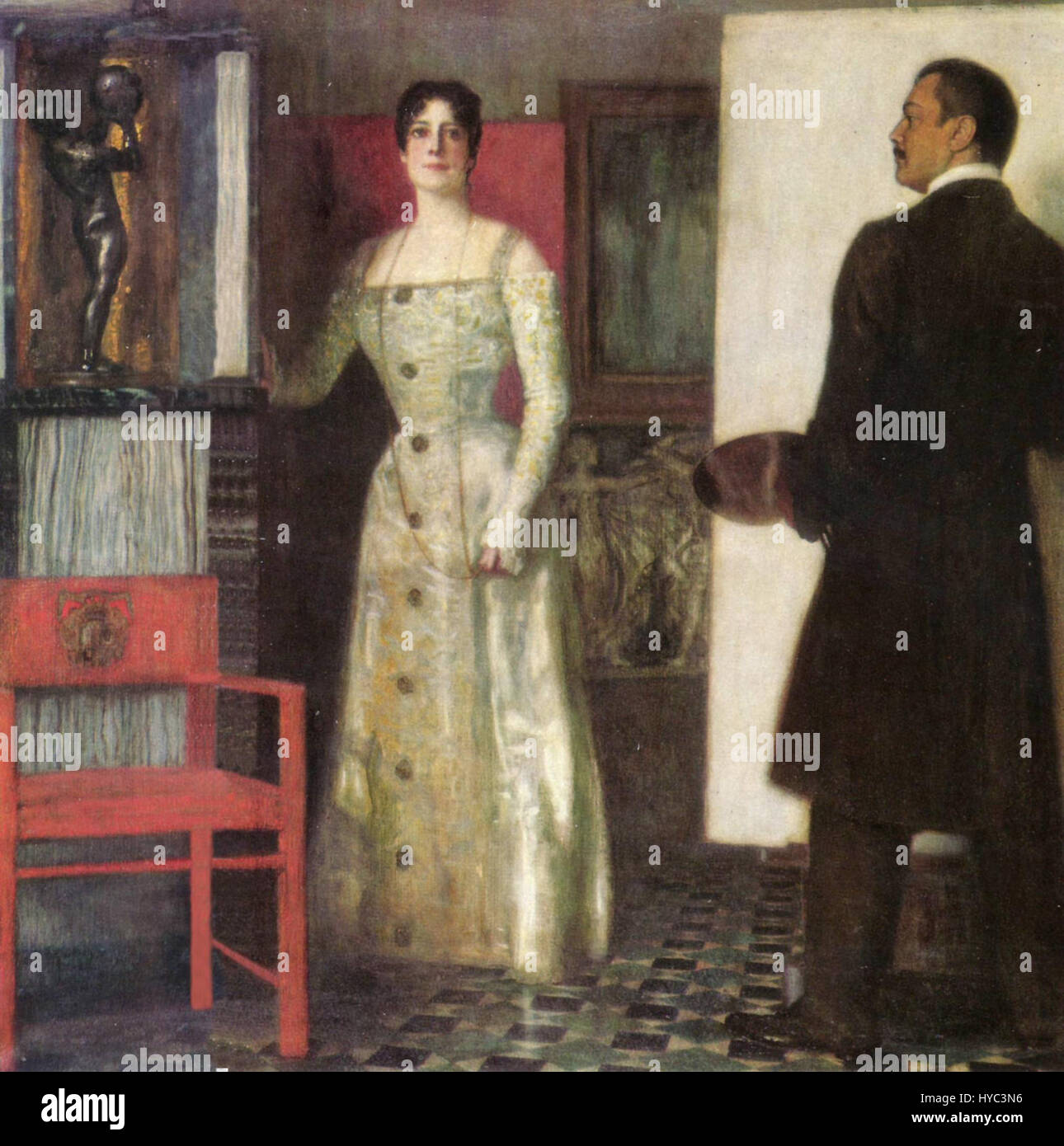 Franz von Stuck era un pittore e scultore tedesco noto per le sue opere simboliste e Art Nouveau. Il suo pezzo '011' presenta una miscela di temi mitologici e forme espressive, esplorando sia l'emozione umana che i concetti allegorici. Foto Stock