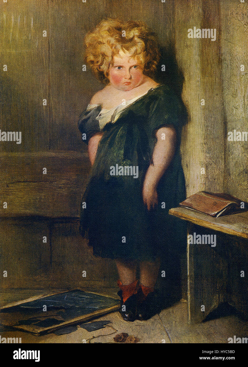 Questo dipinto, intitolato Naughty bambino, è dal pittore inglese, scultore, incisore e Sir Edwin Landseer (1802-1873). Landseer è stato uno dei più famosi pittori del suo tempo. Il suo lavoro migliore è contraddistinto da semplicità e naturalezza, che largamente conto per la sua grande popolarità. Essi sono soggetti che tutti possono apprezzare e, mentre la perfezione tecnica è tutto ciò che uno oculd desiderio, ma anche appal fortemente per la persona media con nessuna percezione artistica oltre l'ordinario. Landseer deisgned anche i leoni alla base della colonna di Nelson in Trafalgar Square. Foto Stock