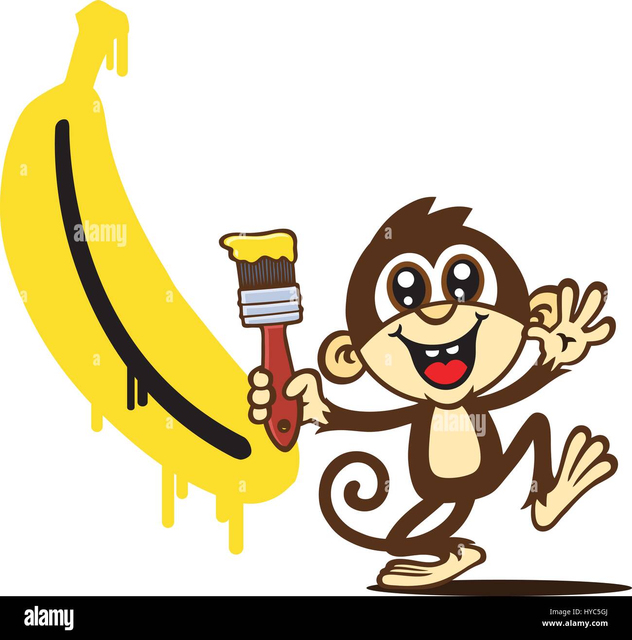 Crazy carino scimmia. illustrazione vettoriale. Illustrazione Vettoriale