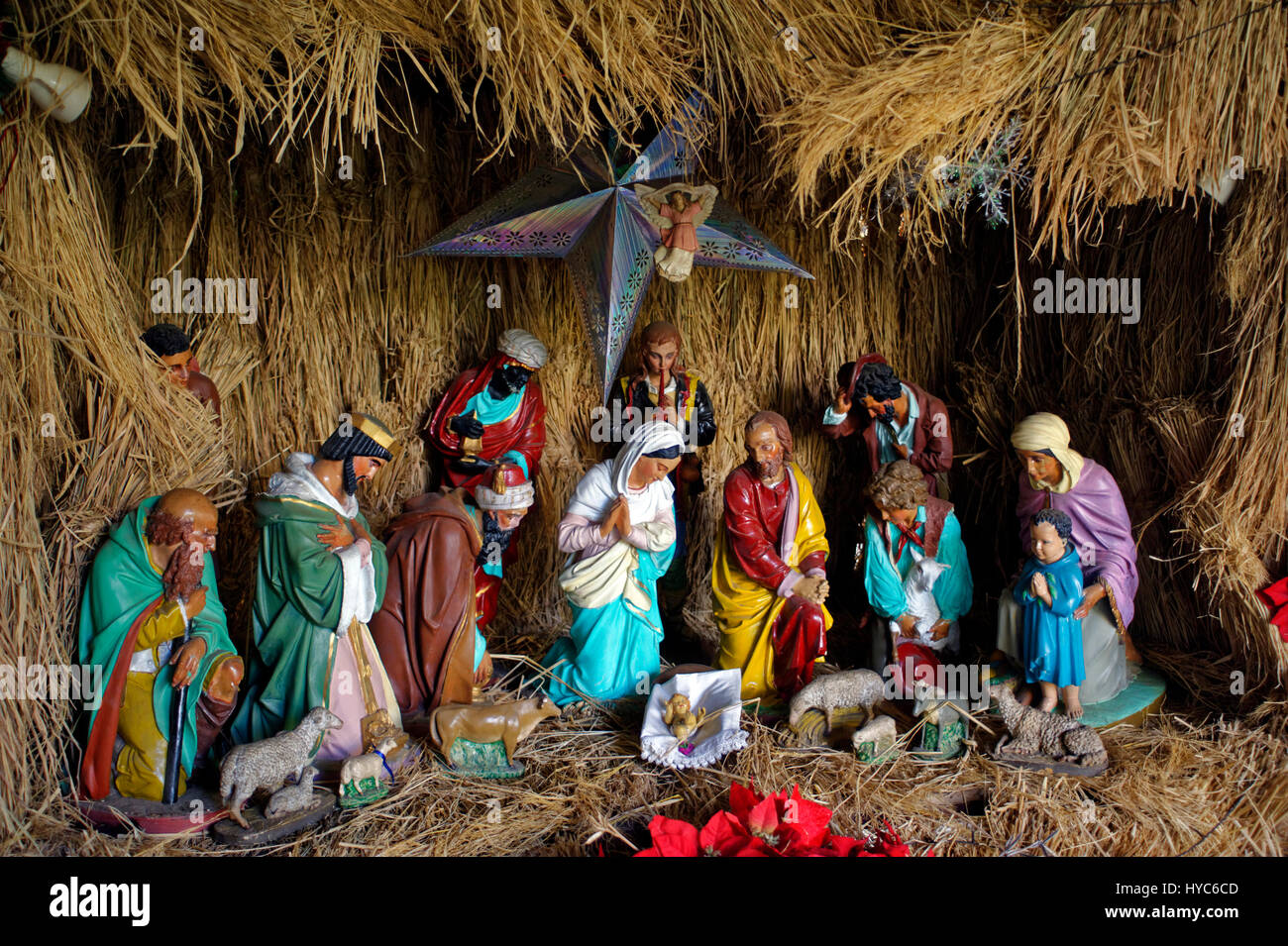 Yeshu nascita di Cristo statua, festa di natale, Mumbai, Maharashtra, India, Asia Foto Stock