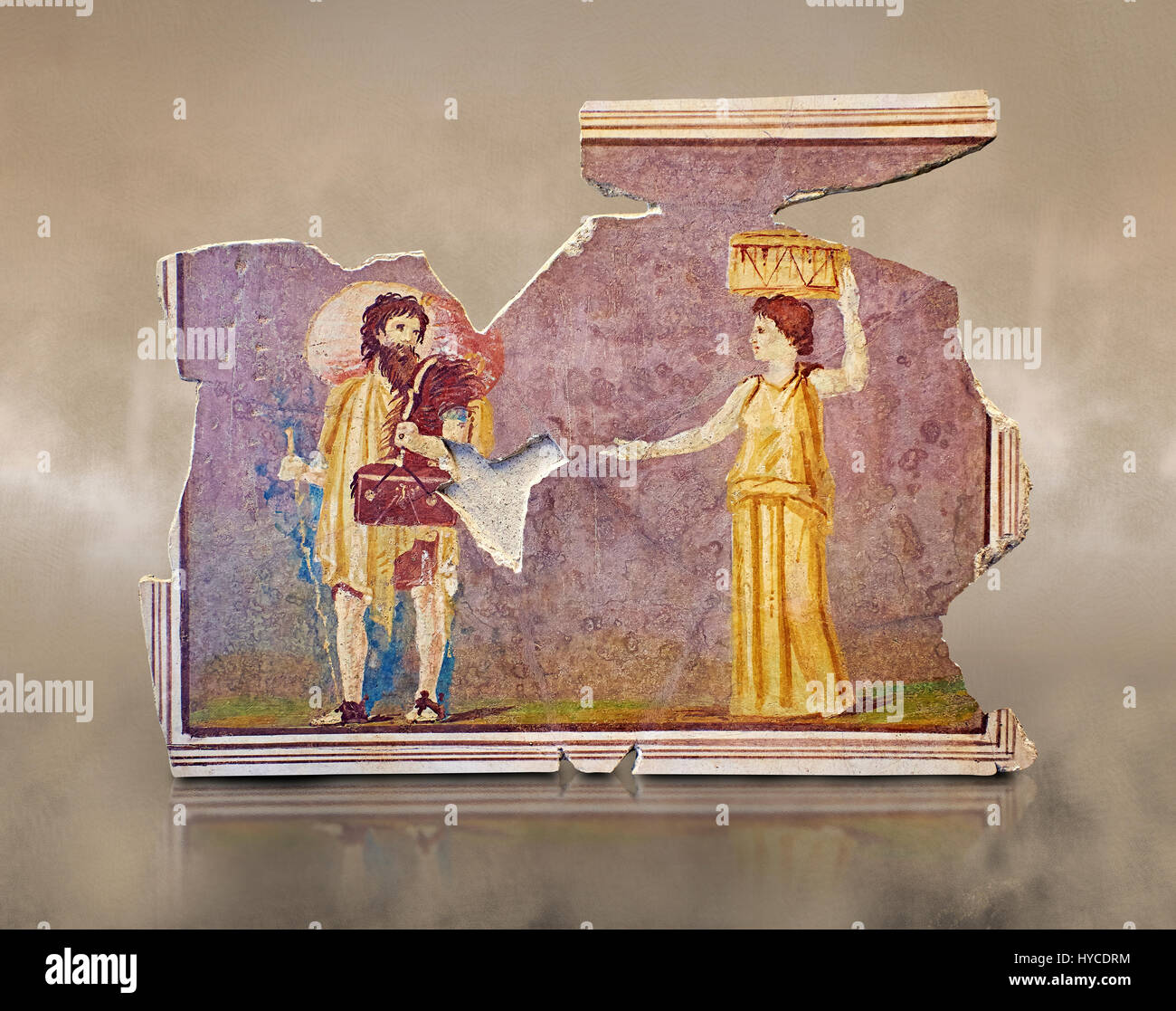 Affresco romano decorazioni murali da ville di Roma. Museo Nazionale Romano ( Museo Nazionale Romano), Roma, Italia. Contro un sfondo d'arte. Foto Stock