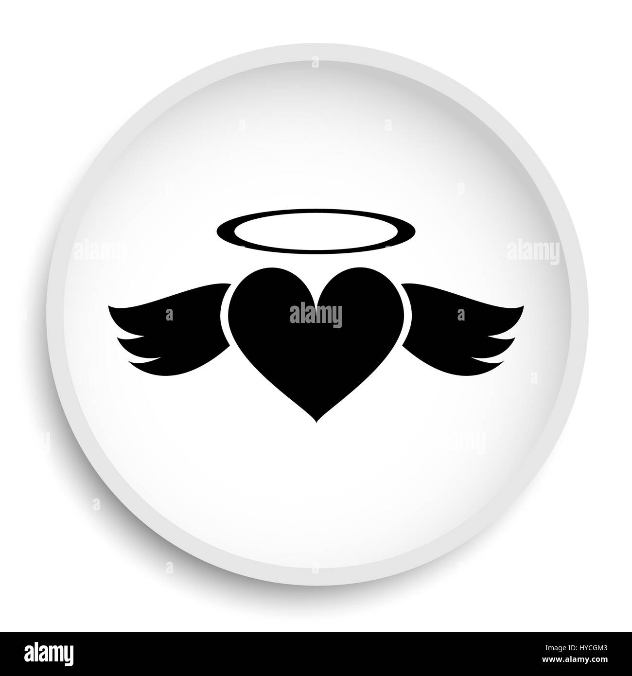 Cuore angelo icona. Angelo cuore pulsante del sito web su sfondo bianco. Foto Stock