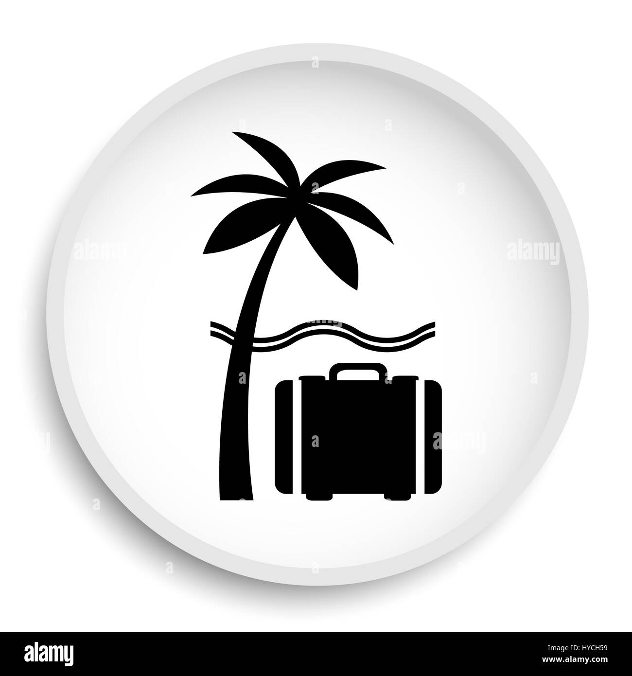 Icona del viaggio. Sito web di viaggio pulsante su sfondo bianco. Foto Stock