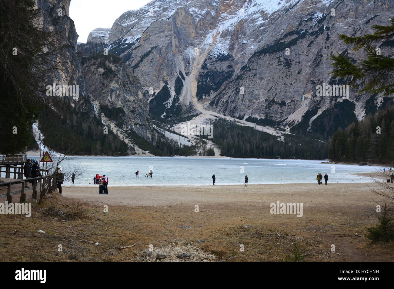 Lago di Braies Foto Stock