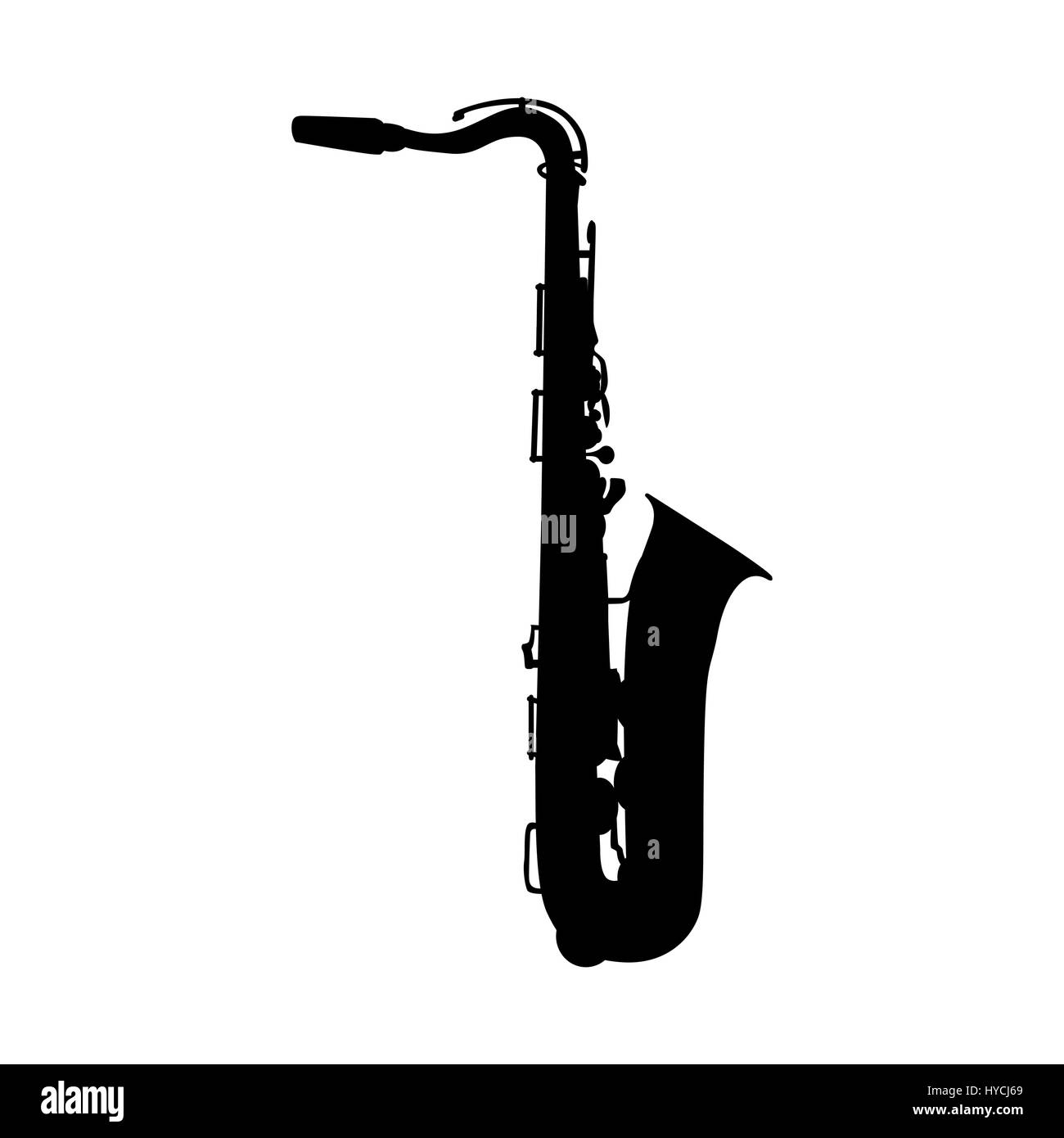 Strumento musicale sassofono che riproduce la musica Jazz direzione. Ve Illustrazione Vettoriale