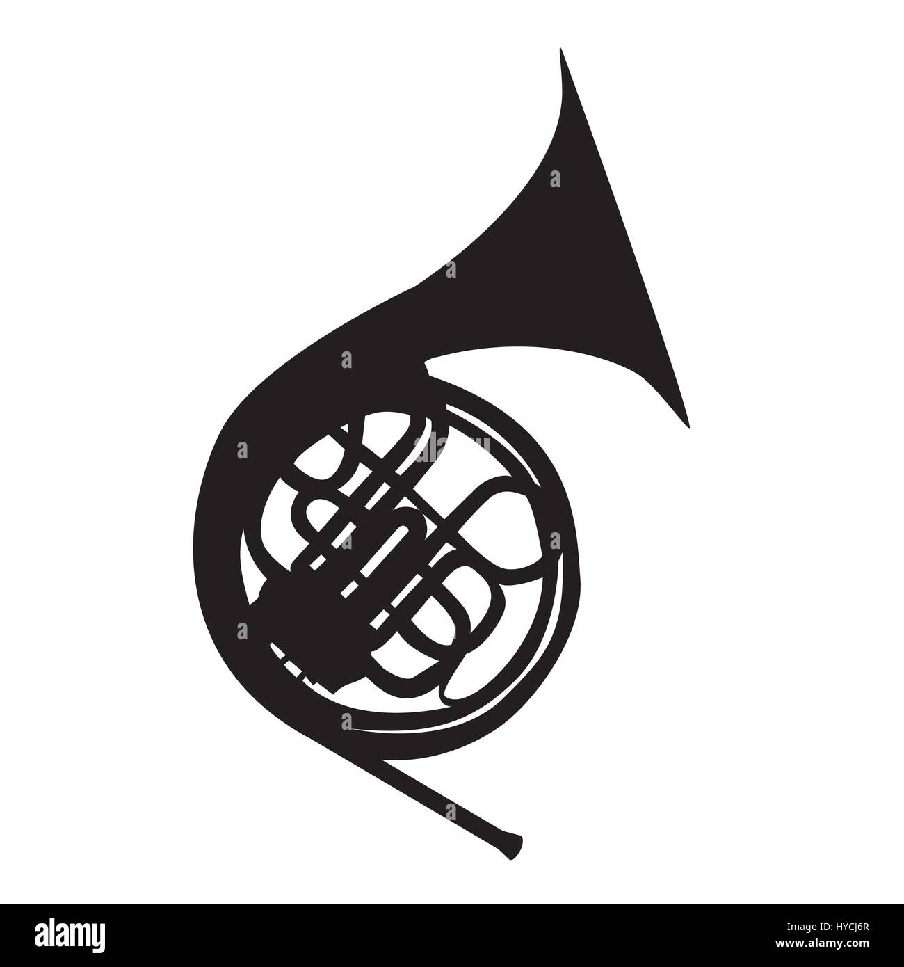 Strumento musicale di corno, che viene utilizzato in grandi orchestre sinfoniche di un Illustrazione Vettoriale