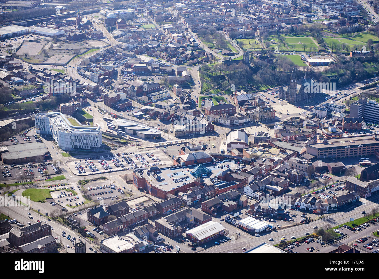 Rochdale dall'aria, North West England, Regno Unito Foto Stock