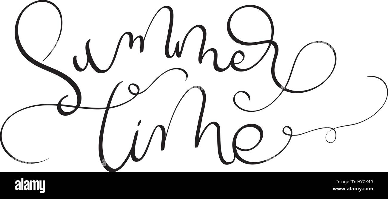 In estate il testo su sfondo bianco. Disegnata a mano Calligraphy lettering illustrazione vettoriale EPS10 Illustrazione Vettoriale