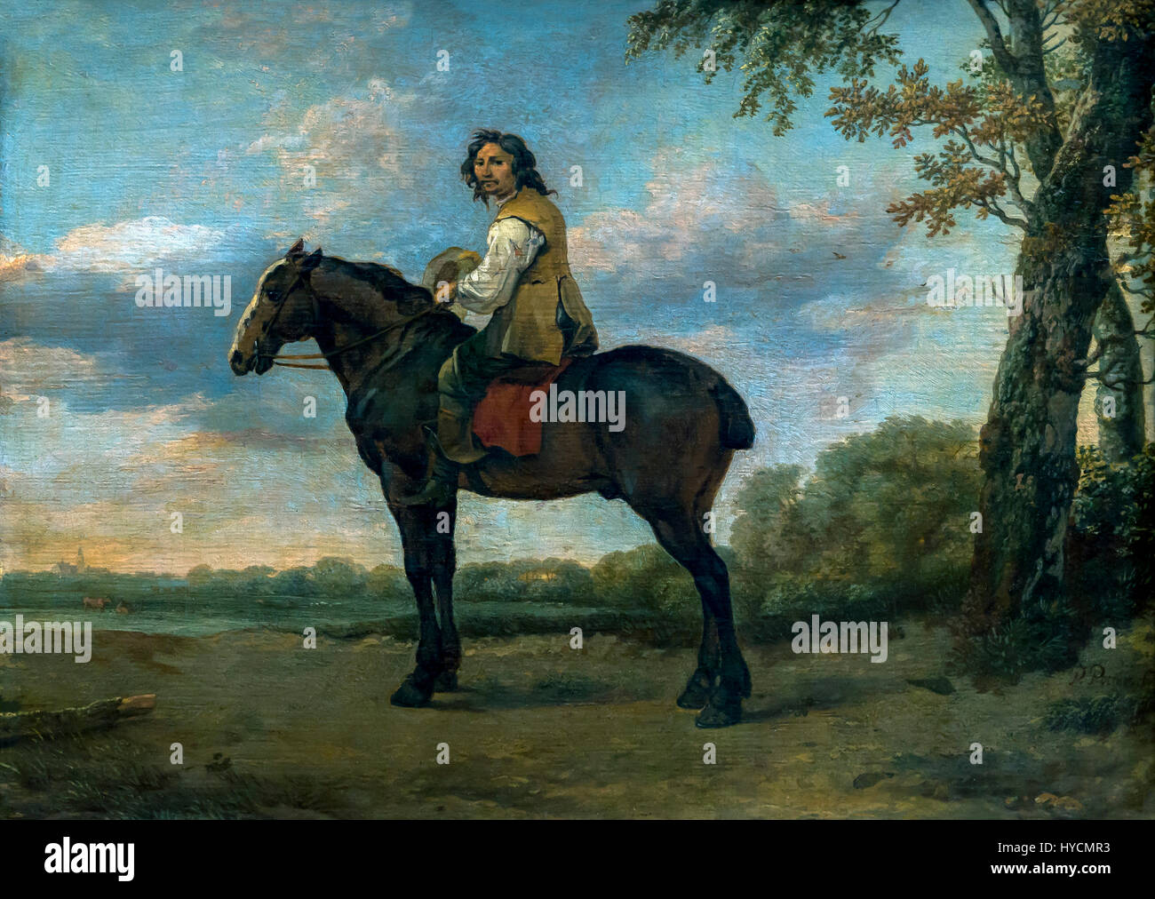 Rider su un cavallo marrone, da Paulus Potter, circa 1650, Boijmans van Beuningen Museum di Rotterdam Paesi Bassi, Europa Foto Stock