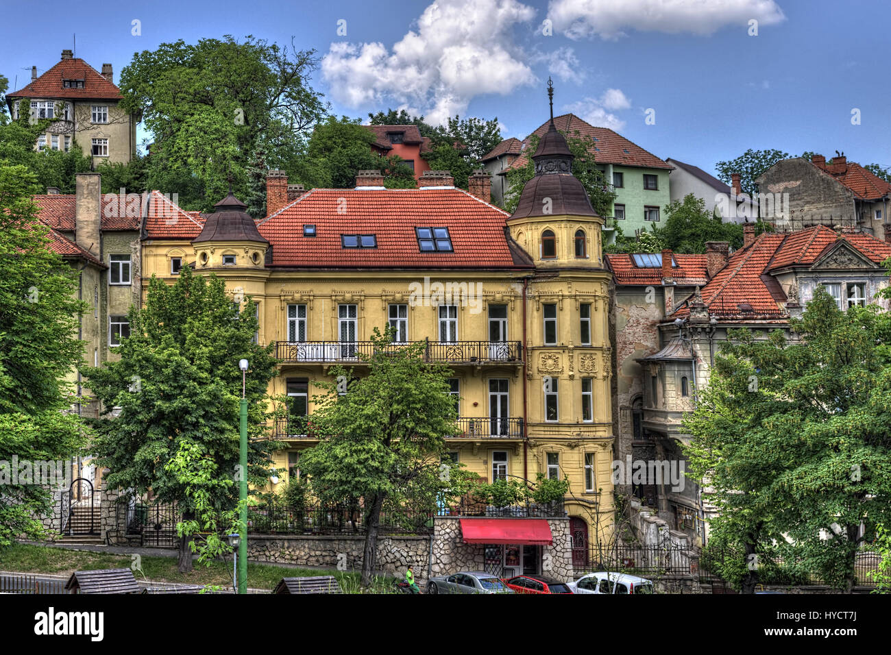 Vecchie case da Città di Brasov, Romania Foto Stock