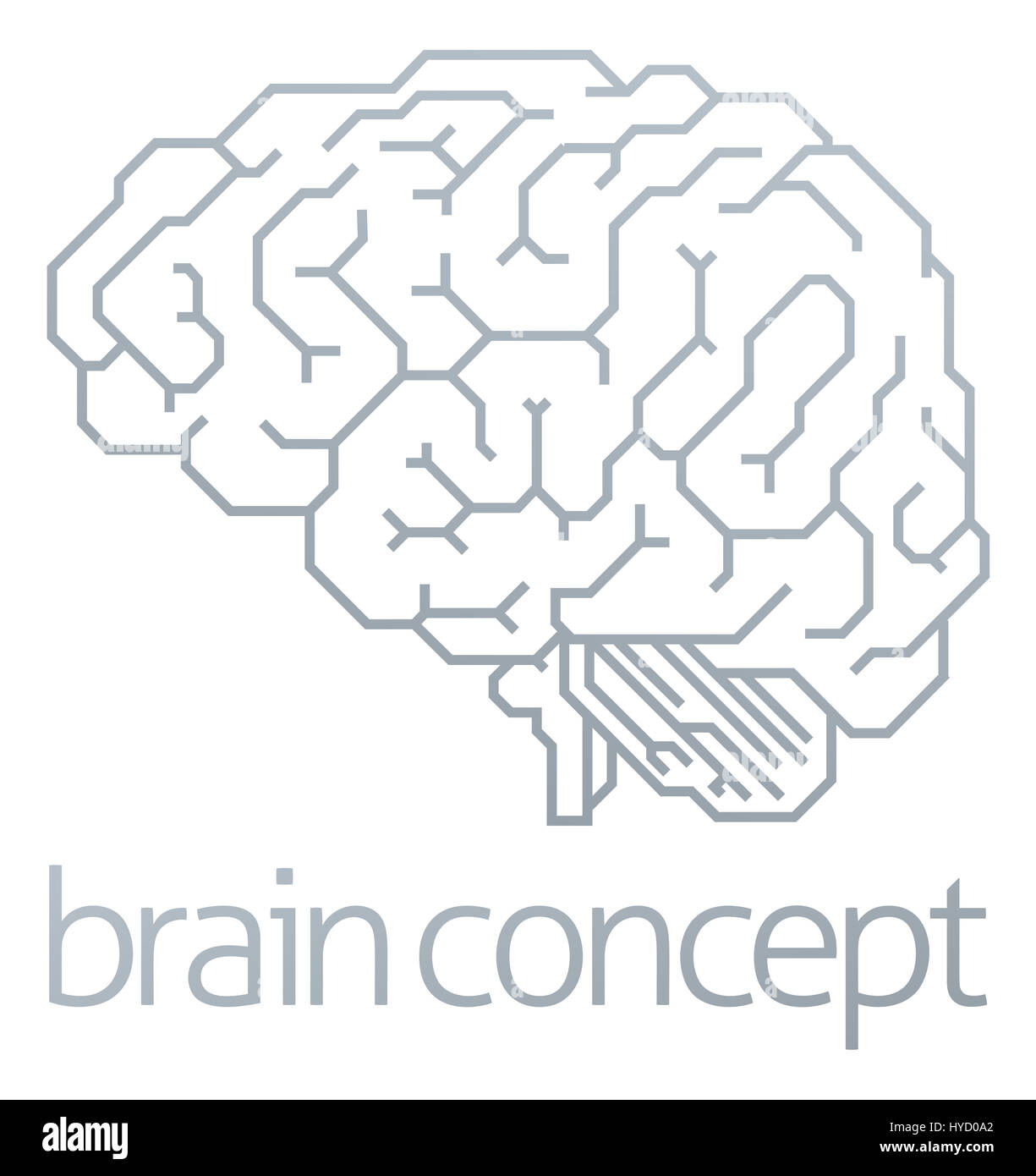 Una illustrazione concettuale di un cervello stilizzato dal lato Foto Stock