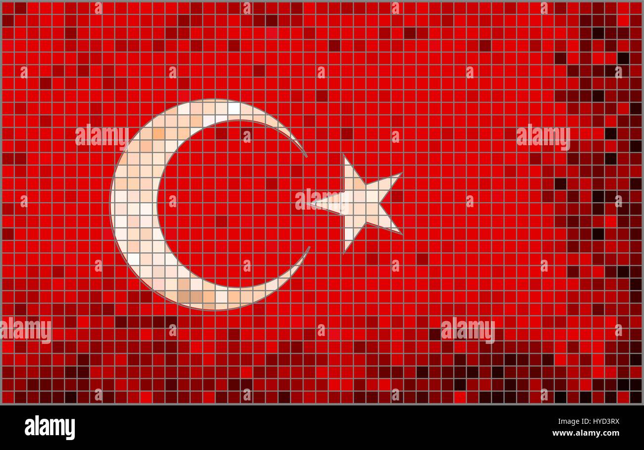 Bandiera della Turchia - illustrazione, Mosaico astratto Bandiera della Turchia, Grunge mosaico Bandiera della Turchia, il turco bandiera nazionale Illustrazione Vettoriale