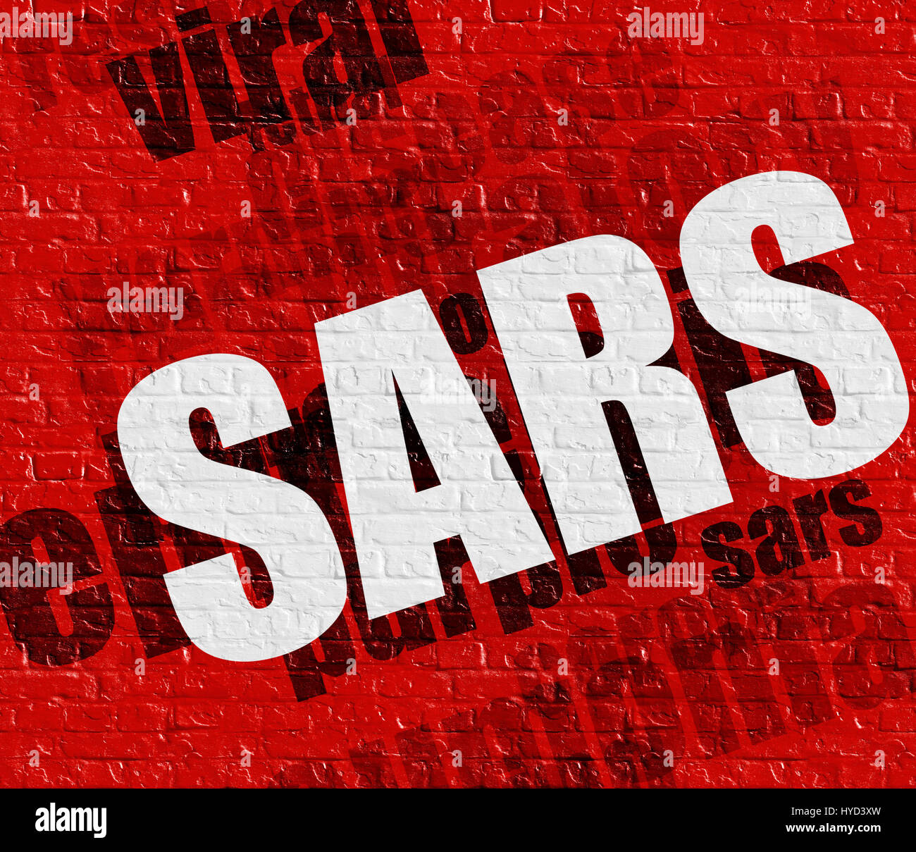 Il concetto di medicina: SARS sulla Parete rossa . Foto Stock