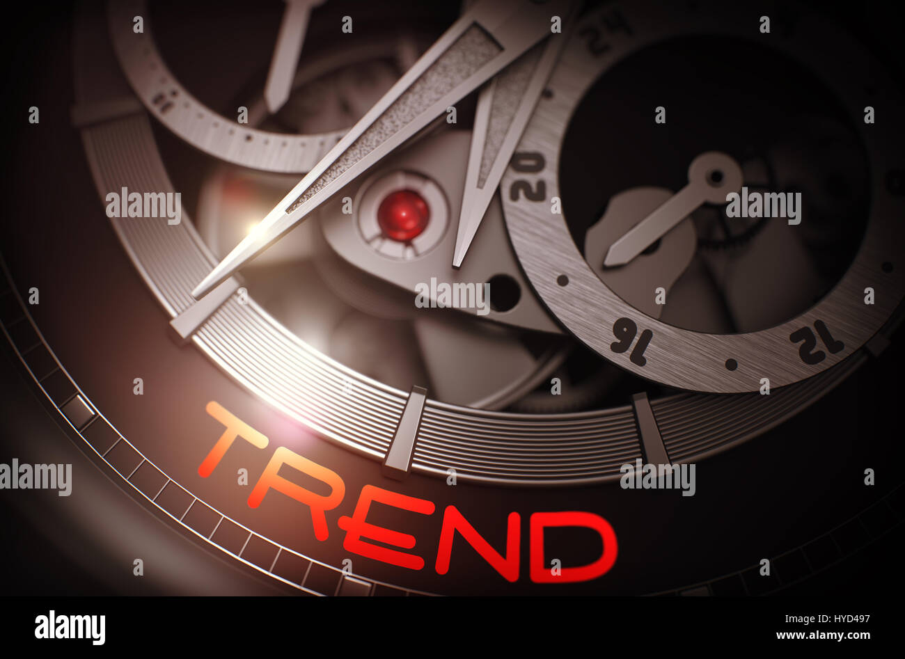 Trend su Vintage guarda il meccanismo. 3D. Foto Stock