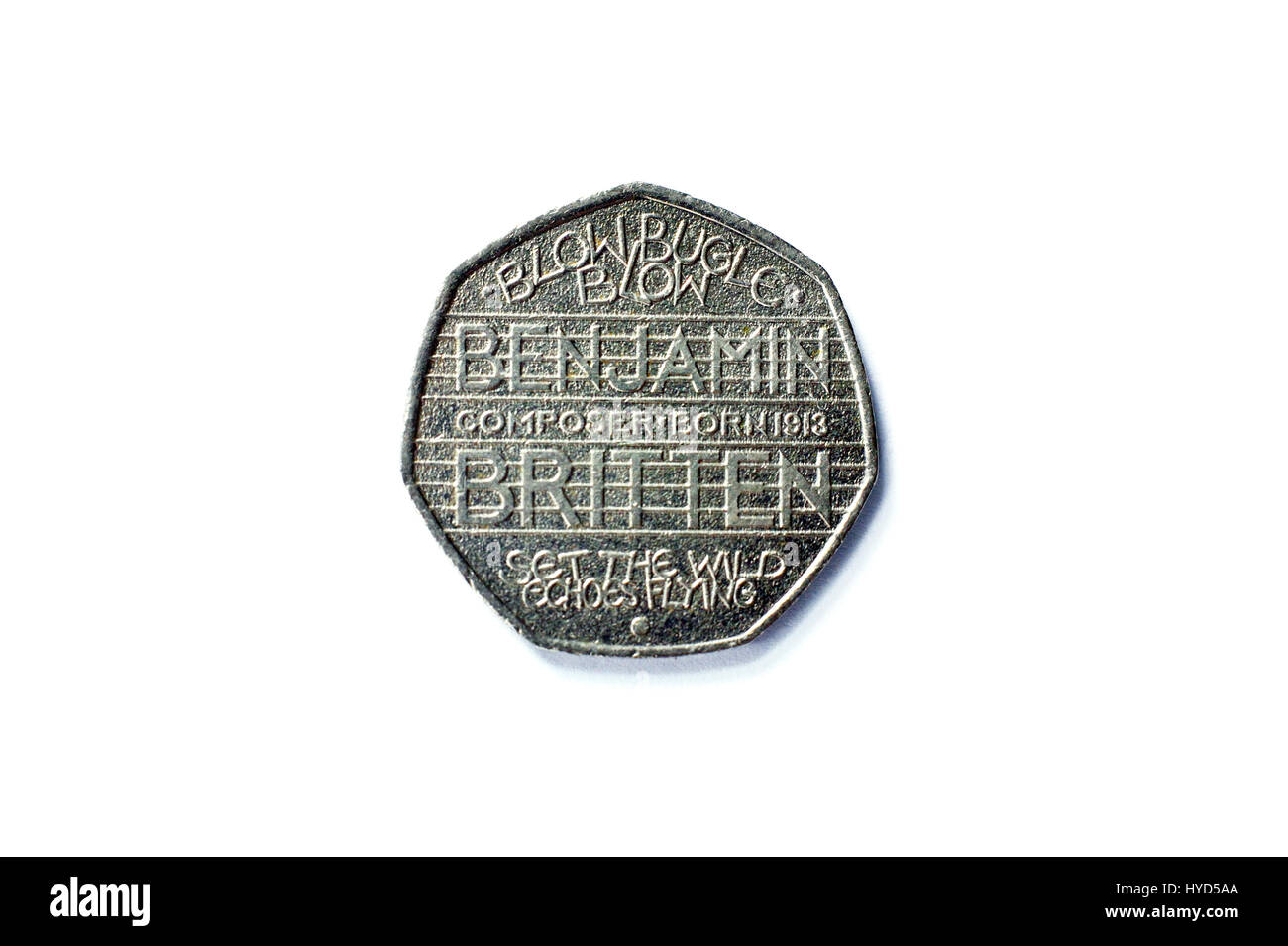 Singolare celebrazione 50 pence UK coin Foto Stock