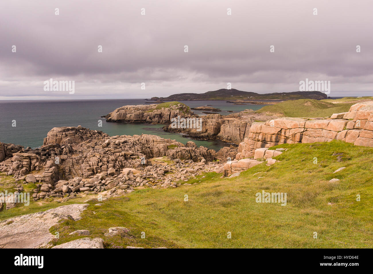 CRUIT ISLAND, Donegal, Irlanda - rocciosa costa atlantica su Cruit Island. Foto Stock