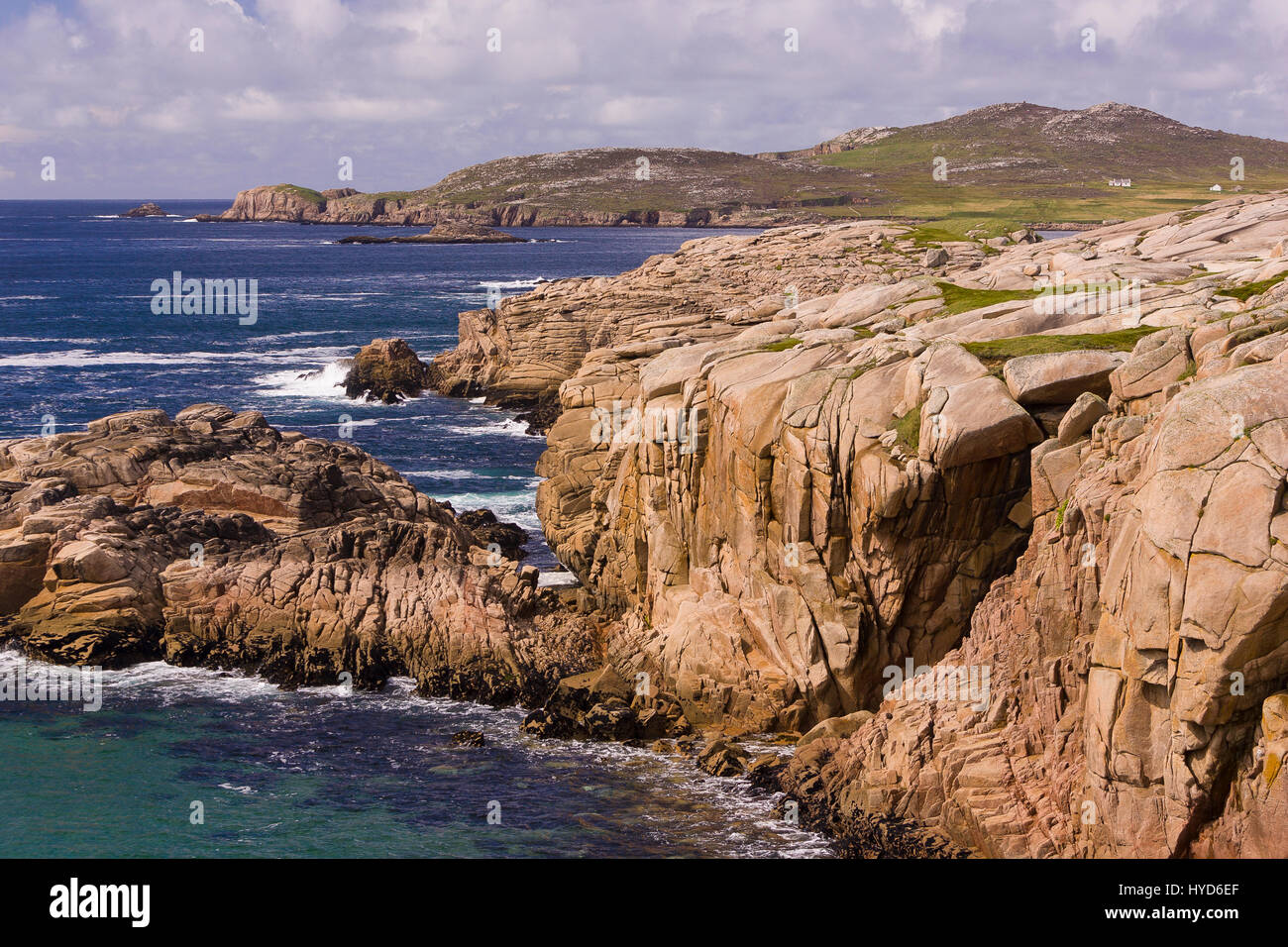 CRUIT ISLAND, Donegal, Irlanda - rocciosa costa atlantica su Cruit Island. Foto Stock