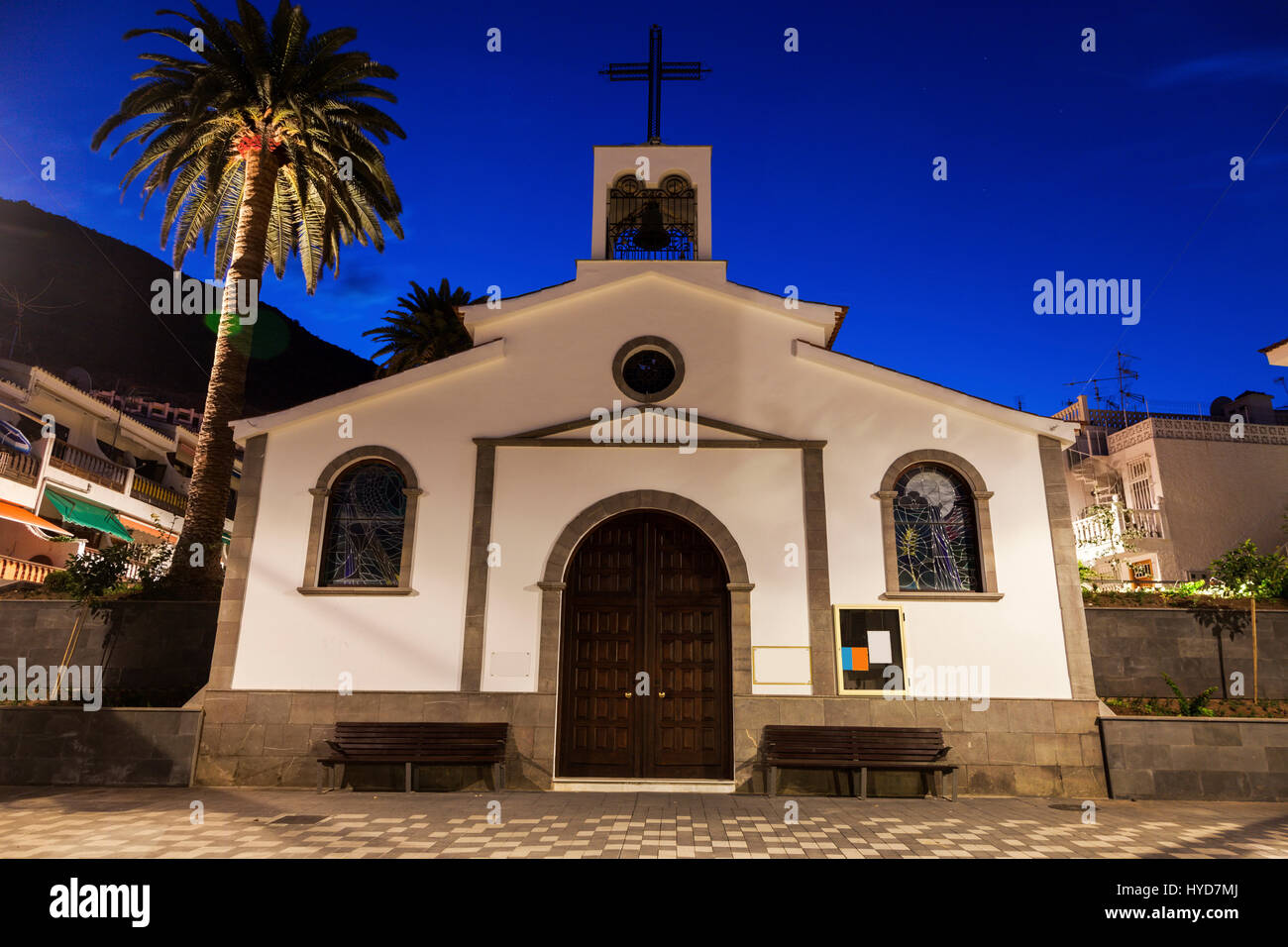 Della chiesa dello Spirito Santo in Acantilados de Los Gigantes. Acantilados de Los Gigantes, Tenerife, Isole Canarie, Spagna. Foto Stock