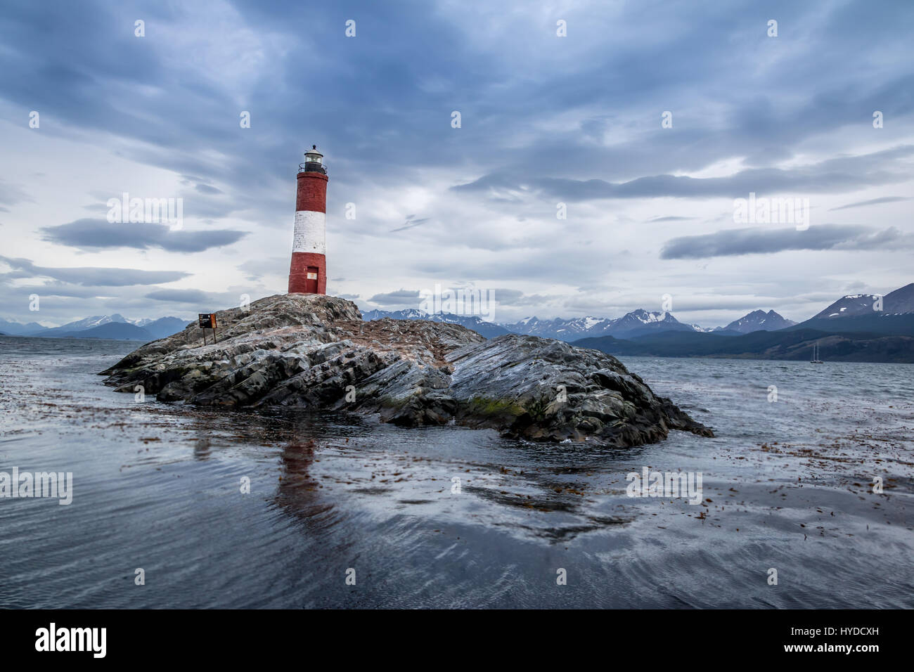 Les Eclaireurs lighthouse sul Canale del Beagle, USHUAIA - Argentina Foto Stock