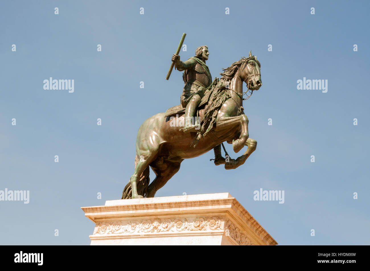 Statua equestre di re Filippo IV di Spagna Plaza Oriente Madrid Spagna Foto Stock