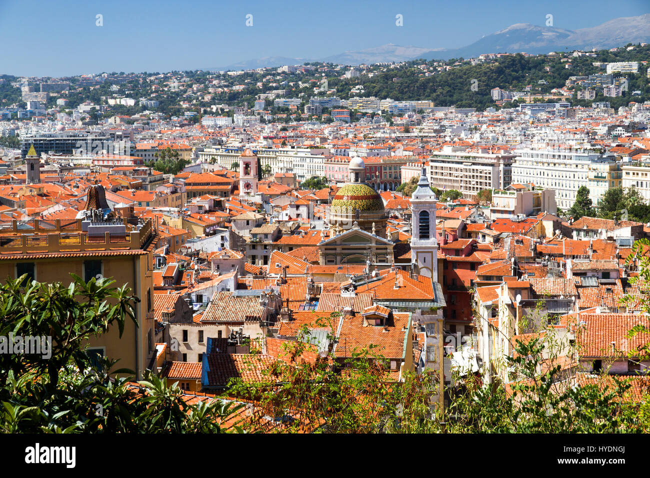 Nizza, Francia vista in elevazione da castle hill Foto Stock