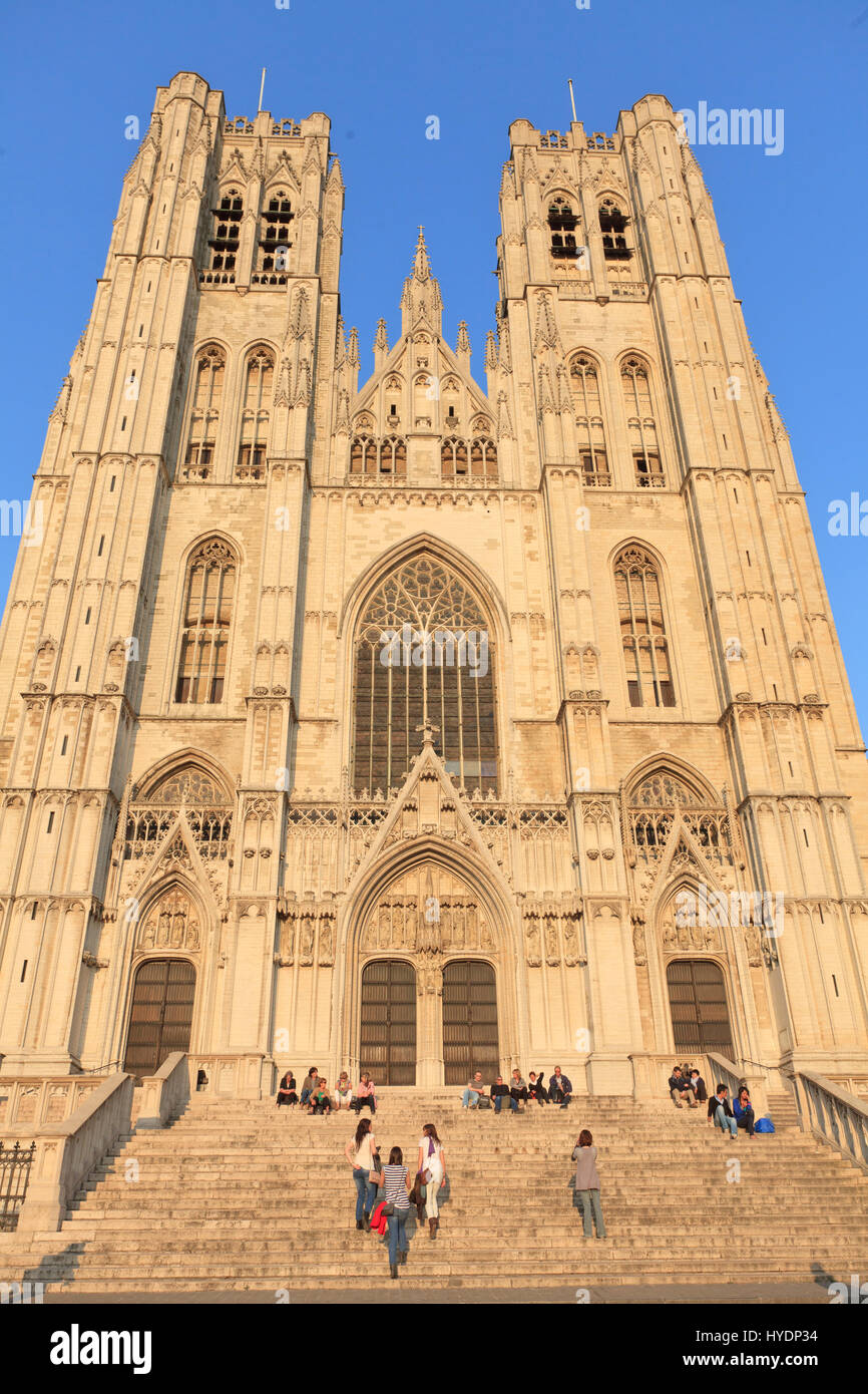 Belgique, Bruxelles, cathédrale Saints-Michel-et-Gudule de Bruxelles, la facciata occidentale // Belgio, Bruxelles, Cattedrale dei Santi Michel e Gudule o Foto Stock