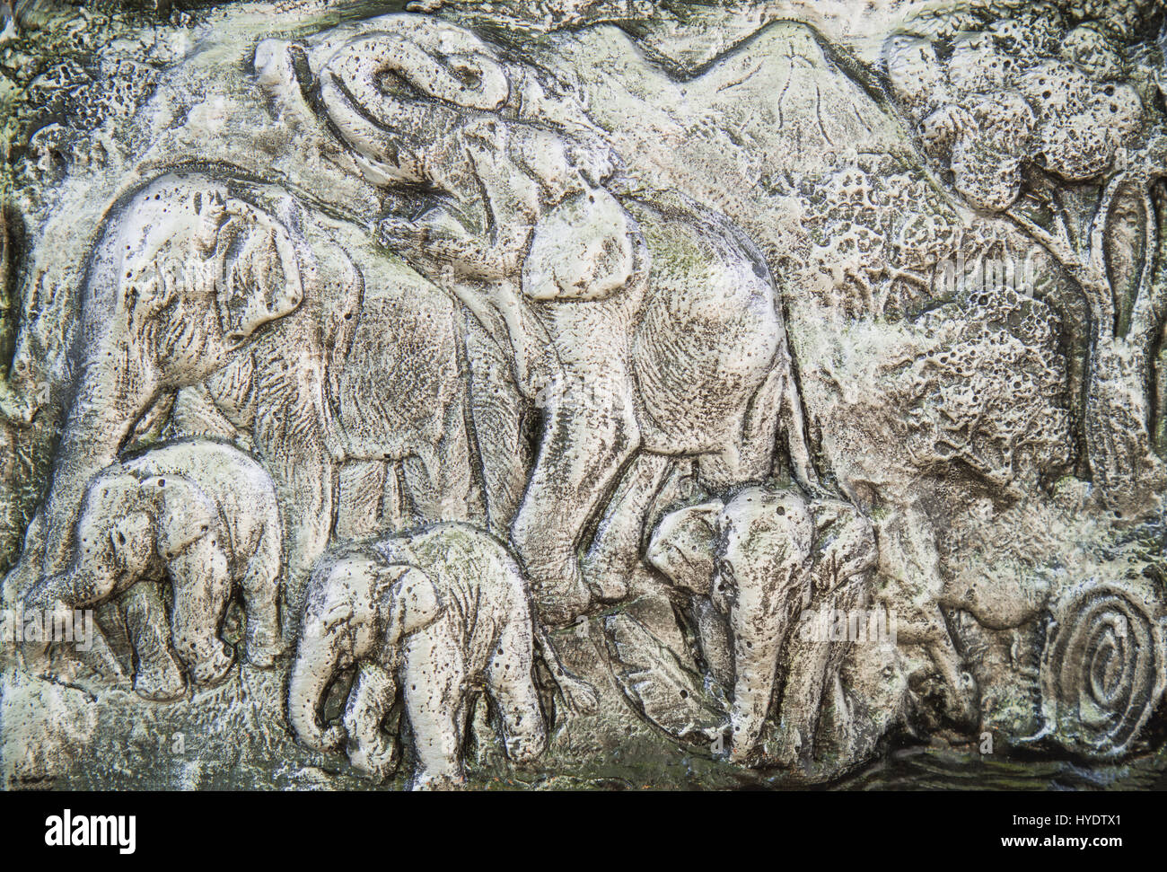 Elephant carve artigianato nel minerale. Art design retrò. Foto Stock